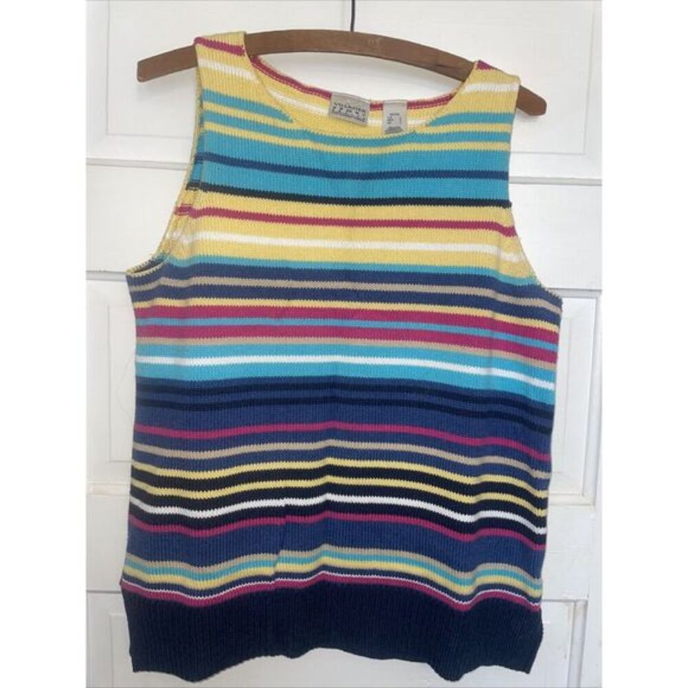 Vintage Sleeveless Sweater Claiborne Women's Striped